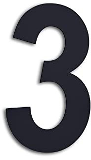 EVI | Numero civico adesivo in acciaio inossidabile laccato nero | n. 3 | 160x95mm | Per pareti, facciate, portali o porte | Per esterno e interno | Mod.0660160AM-3
