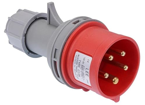 Red Blue Yellow Industrial Inline Plug Coupler IP44 Connector (16A, Red 415V)