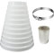 Oneyijun 100-200mm ABS Ducting Reducer Round Pipe Multi Reducer Extractor Fan Ventilation Systems Hose Connector Adapter Diameter White Tube Reducing Ring Duct with Stainless Steel Clamp and Tape