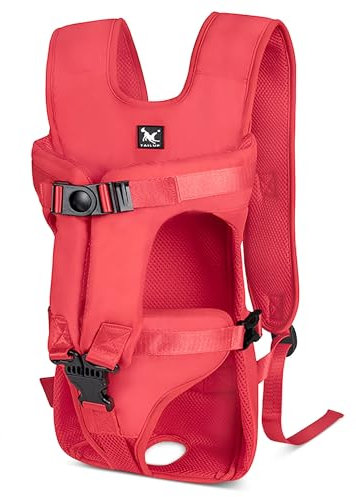 ALLSOPETS Hunderucksack für Mittlere Hunde, Verstellbar und Leicht, Ideal zum Wandern, Radfahren, Reisen und Camping (Feuriges Rot, L)