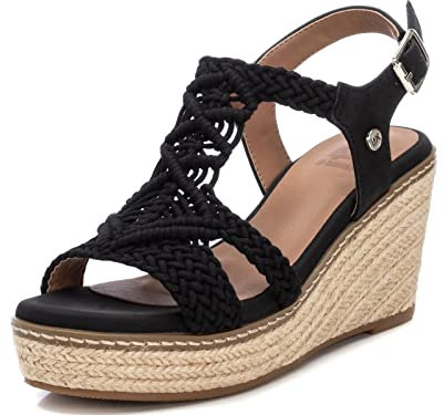 XTI, Sandalias con cuña Mujer, Negro (140872), 38 EU
