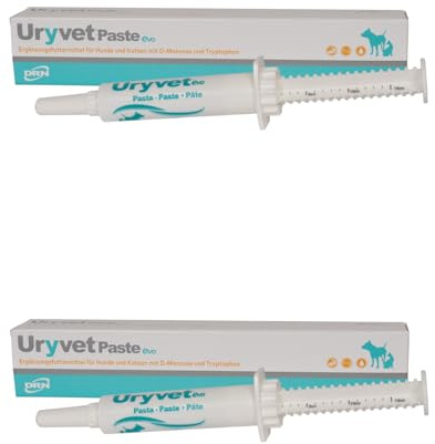 DRN Uryvet Pasta evo | Confezione doppia | 2 x 15 ml | Mangime complementare per cani e gatti | Per sostenere la salute del tratto urinario | Con D-mannosio e triptofano