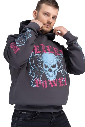 BENLEE Herren Kapuzensweatshirt Oversize Pantera HD Anthracite/Magenta/Sky Blue L 190767