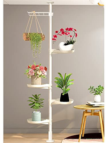 Flower holder,Indoor Plant Pole Spring Tension Rod Indoor Plant Pole Stand Double Tension Rods Flower Pot Storage Shelf Holders Floor to Ceiling Display Rack Ha