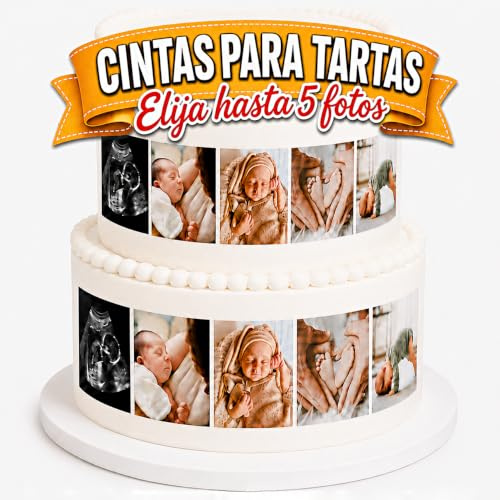 OBLEA o Papel de AZÚCAR, Cintas para Tartas, Envoltorios de Tartas, Foto Comestible, 3 Cintas (26cm x 6cm)