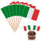 YXHZVON 100 Piezas Italia Bandera Palillos de Dientes, Cocktail Stick Banderas Mini Bandera Cupcake Toppers Palillo para la Fiesta de Alimentos Pastel de Frutas Platos Fiesta Pub Decoración