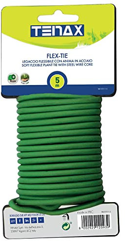 TENAX Flex-Tie Lunghezza 5 m, Diam. 5 mm, Legaccio per Piante, Fiori, Ortaggi e Vigneti, Flessibile con Anima in Acciaio, Ricoperto da Materiale Morbido