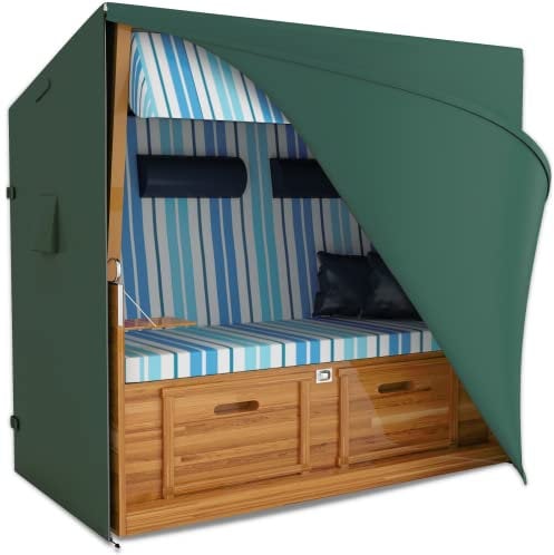 REVALA Strandkorb Schutzhülle [XL 150cm] Winterfest und UV-beständig, 600D Oxford, Strandkorbhülle Wasserdicht + Tasche, 155x90x160cm BxTxH, grün