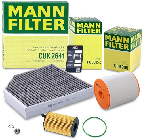 MANN-FILTER Inspektionspaket Filterset 1x Ölfilter, 1x Innenraumfilter (Aktivkohle), 1x Luftfilter, Kompatibel mit AUDI A6 C7 (4GH, 4GJ)(4G2, 4GC)(4G5, 4GD), A7 (4GA, 4GF)