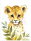 CCWACPP Baby Aquarell Tiere Wandbilder Leoparden Bild Wald Safari Tier Poster Kinderzimmer Tier Leinwanddrucke für Kinderzimmer Dekoration kein Rahmen 30x45 cm