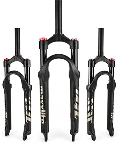 ZECHAO 24in MTB Fahrrad Luft Vorderrad Gabel,9mm Achse Gerades Rohr 1-1/8 MTB Federluftdruck 90mm Reise Fahrrad Vordergabel Fahrrad Federgabel