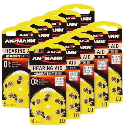 ANSMANN Hörgeräte-Batterie, Hearing AID, PR70, Größe 10, 60 Stück