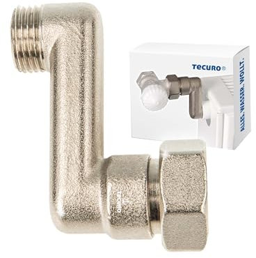 tecuro S-Anschluss Heizkörper 50 mm Höhenausgleich mit Eurokonus, DN 15 (1/2“) AG x DN 20 (3/4“) Überwurfmutter Messing vernickelt, AGS-50