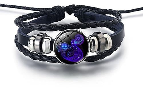 Hawtrytoa Zodiac Signs Spirit Bracelet, Zodiac Bracelet, Spirilet Bracelet Zodiac Manifestation, Handmade Woven Adjustable Bracelet (aquarius)