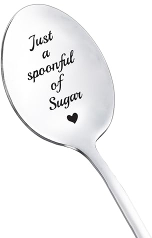 Sugar Lover Gift Spoons for Women Men Just a Spoonful of Sugar Spoon for Daughter Best Friend Coffee Dessert Lover Gifts Spoons for Girlfriend Son Birthday Christmas Gift