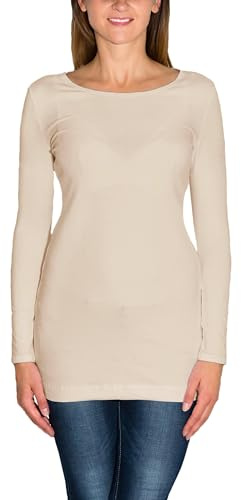 Alkato Damen Langarm Langarmshirt Tunika Basic Shirt | Longshirt