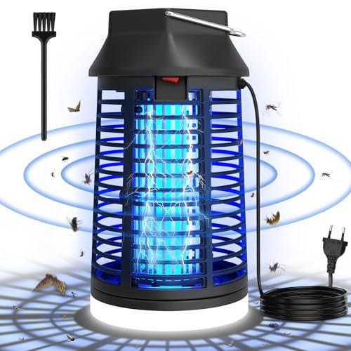 seenlast Lámpara Antimosquitos Electrico, Mata Mosquitos Electrico 4200V 15W UV Lampara Mosquitos, Atrapa Mosquitos con LED,IPX4 Impermeable,Area Efectiva 140m² para Interior y Exterior