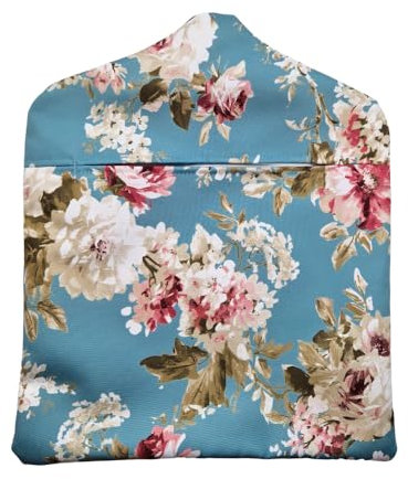 Jolee... Fabrics Water Repellent Peg Bag for Washing Line with Hanger, Outdoor Fabric Iron Peg Bag for Water Resistance and Durability (English Rose Duck Egg)