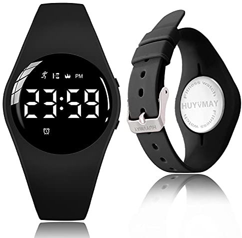 HUYVMAY Pedometro Orologio senza App/Bluetooth, Orologio Digitale Impermeabile con Cronometro Sveglia, Contacalorie, Contatore di distanza, Contapassi, Orologio Sportivo per Donna e Bambini