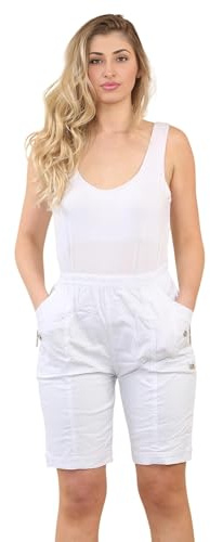 AR Paris Fashions® Ladies Cherry Berry Shorts - Women Plain 1/2 Length Stretch Fit Pull On Elasticated Waist Summer Hot Pants Short Plus Size 10-20