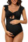 Charmo Maternity One Piece Swimwear for Women Ruffle Sleeve Pregnancy Bathing Suit Tie Knot Swimsuit Black L