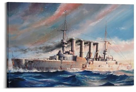 qiyan WWI Vintage Battleship Poster 1914 SMS Scharnhorst Poster Dekorative Malerei Leinwand Wandposter und Kunstdruck Moderne Familie Schlafzimmer Dekor Poster 60 x 90 cm