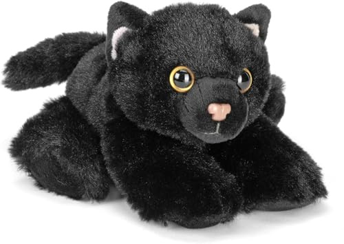 Wild Republic Black Cat Stuffed Animal, Plush Toy, Gifts for Kids, Hug'Ems 7 Inches (Pack of 5)