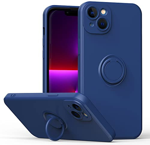 Case for iPhone 13 Mini 5.4, Premium Slim Fit Soft Silicone Bumper Kickstand Ring Holder Shockproof Protective Cover Case for iPhone 13 Mini 5.4-Color#7