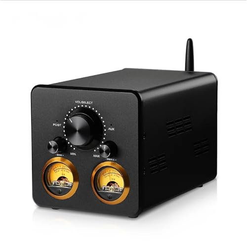 KEhtu Tube Preamplifier, Lossless Bluetooth Audio Player with HiFi 300Wx2 VU Meter, Dynamically Decorated Audio Environment, Supports USB APTX-HD Home Audio Mobile Phone Computer