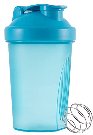 Generisch Shaker à protéines 400 ml, shaker à protéines avec tamis et graduation, bleu