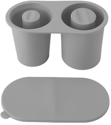 Bandeja de Cubitos de Hielo de Silicona con Forma Cilíndrica con Tapa para Taza de 30oz y 40oz, Fácil Liberación para Cóctel, té y café (GRAY)