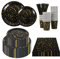 CEILIWEN 50 Guests Black and Gold Party Supplies Set, Black Gold Stars Paper Tableware, Disposable Party Dinnerware Set- Include 9'' Plates, 7'' Plates, Napkin, Cup, Straw, 250PCS