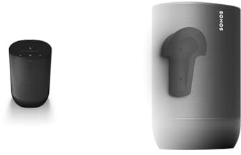 Sonos Move 2, Unser komplett überarbeiteter, leistungsstärkster tragbarer Speaker bietet dir überall intensiven Stereo Sound. (Black) & Flexson Wandhalterung Move - Schwarz