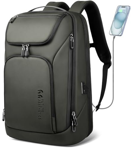 HEROIC KNIGHT Rucksack Herren Groß 30L Laptop Rucksack 17,3 zoll Business Rucksack Wasserdicht Reiserucksack mit USB-Anschluss Daypack Anti Diebstahl für Arbeit Business Reise- Grün