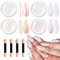 BISHENGYF Pearl Chrome Nail Powder - Hochglänzendes Cromepulver Nägel, Weißes Holo Glasur Donut Chromfarbener Nagelpuder Klares Aurora Glassy Nagelglitzerpuder, Neon Spiegeleffekt Pigment DIY Dekor