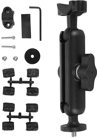 Enlybee Motorcycle Camera Mount with 360 Degree Head, Universal Camera Tube Clamp for Insta360, Action, and Other Sports Cameras, Includes Rearview Mirror Fixing Base and