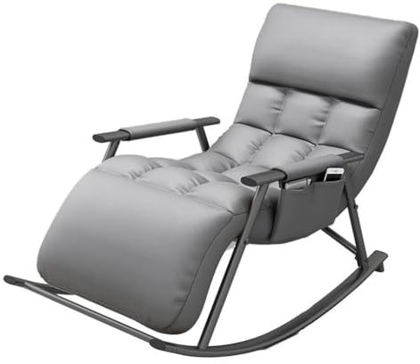 YXCUIDP Moderner Schaukelstuhl Schlafzimmer-Relaxsessel - Gepolsterter Sitz for Das Wohnzimmer Zu Hause, Lounge - Schaukel-Relaxsessel(Gris)