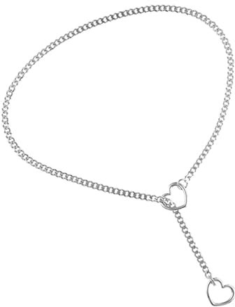 Slip Chain, Herz Slip Kette, Slip Chain, Heart Slip Chain Necklace Women Kette Herz, Herz Kette Heart Slip Chain, Einstellbar Kette Herz Necklace Slip Kette für jeden Anlass (Silber)