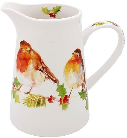 The Winter Robin Fine China Jug by Jennifer Rose