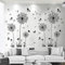 Arawat 2 Set Dandelion Wall Decals Living Room Wall Tattoo Flowers Wall Sticker Bedroom Wall Sticker Children's Room Window Tattoo to Stick Black Wall Decals Plants for Kitchen Bathroom