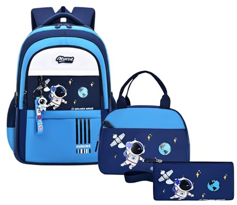 Rucksack-Set für Jungen, Astronaut, Schultasche mit Lunchbox, Federmäppchen, Büchertaschen für Kinder, wasserdicht, leicht, Rucksäcke
