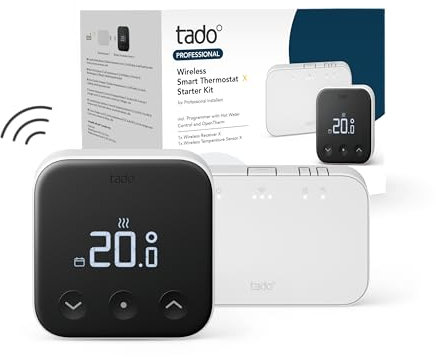 tado Termostato Intelligente Wireless X Kit di Base per Professionisti, controllo con app e Smart Speaker (Alexa, Siri, Google Assistant)