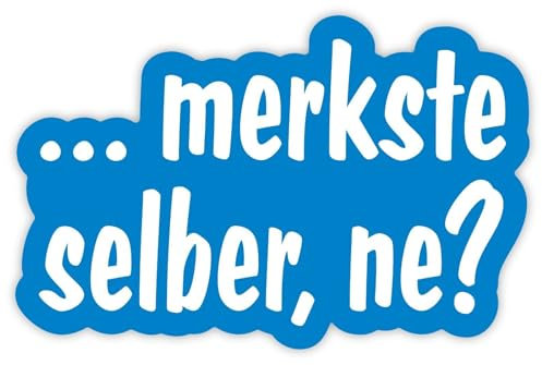 Lustiger Aufkleber Spruch „... merkste selber, ne?“ Folie Fun Auto Sticker Selbsterkenntnis Ironie Humor | Varianten wählbar | 10x6,5 cm Made in Germany, Farbe: Blau/Weiss