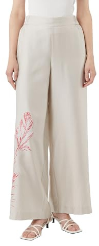 Comma Wide-Leg-Hose aus Leinenmix mit Printdetail