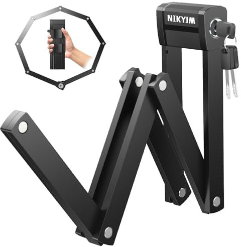 Candado plegable para bicicleta, 130 cm, 8 nudos, candado antirrobo con soporte y 3 llaves de seguridad, portátil, plegable, cadena para bicicleta, moto, e-scooter