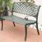WANGCEPLSD Parkbank für Draußen mit Rautenweb-Rückenlehne, Antike Metall Gartenbank, für Hof, Veranda, Park, Bronze, Aluminiumgussmaterial, Tragkraft 400 Kg(Green)