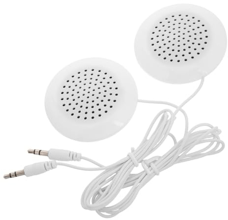 Veemoon 2pcs Portable Mini Pillow Audio Speaker 3.5mm Jack Wired Speaker Stereo Audio Player for Mp3 Mp4 Mobile Phone Cd Player, Bedroom and Office Use Soft Sound (White)