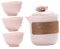 Hemobllo Viaje Cerámico Juego de Gongfu Color Rosa con Floral Tetera Portátil y Tazas para Oficina Eventos y Picnics