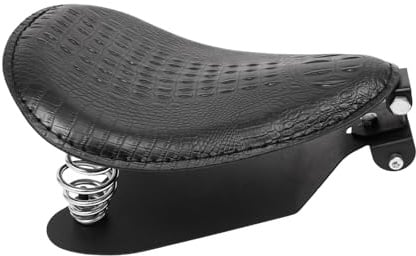 Universal Motorrad Sitz, Motorrad Solo Sitz mit 2 Federhalterung, Bobber-Style Motorradsitz mit Krokodilmuster (Schwarz)