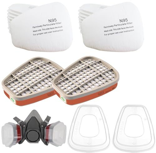 20 Stück Filterpatronen+2 Filter Und 2 Abdeckkappen,Für Atemschutzmaske | 6001 Filter Für Atemschutzmaske,Filter Gegen Organische Dämpfe Set,Für Handwerker, Heimwerker